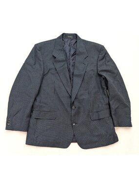 Franco Tassi Men's Blazer Jacket Sport Coat Size 44R Blue Plaid Wool